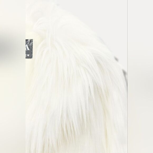 Zara Faux Fur Cardigan Lapel Collar Jacket White Nwt - Picture 5 of 16